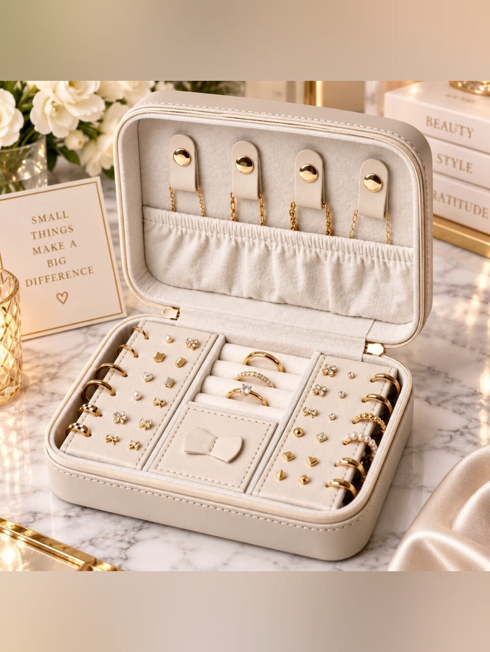 Get Pierced The Jewelry Case Zip Box in Ivory NEW